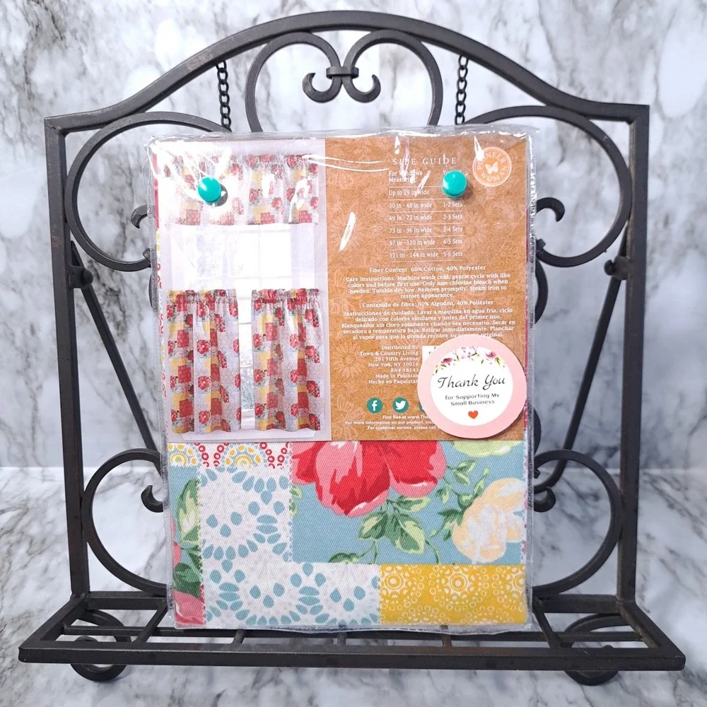 New The Pioneer Woman (3) Piece Patchwork Curtain Floral 30